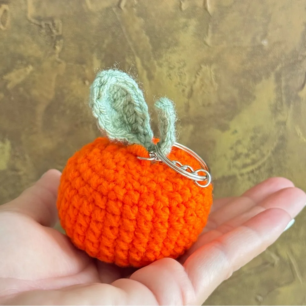 Handmade Crochet Clementine Keychain | Cute Fruit Amigurumi Gift